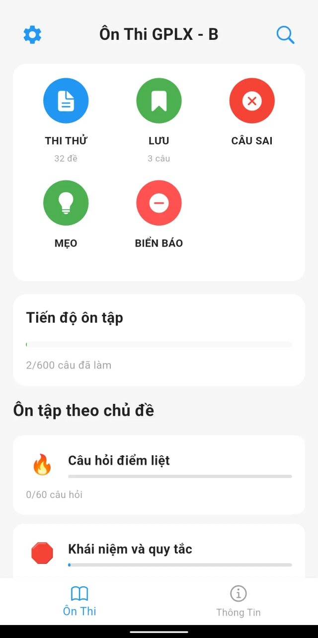 GPLX App Light Mode